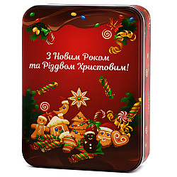 Новорічний подарунок у жерстяній упаковці №2 500 г. (Люкс)