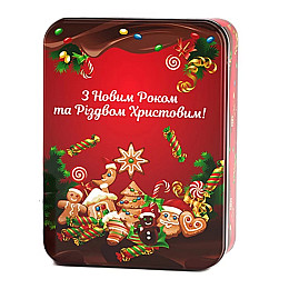Новогодний подарок в жестяной упаковке №2 500 г. (Люкс)