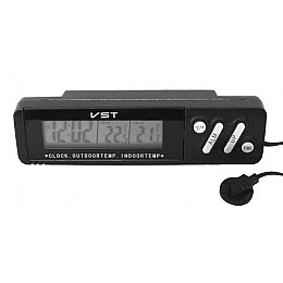 Автомобильные часы с термометром VST-7067 внешний и внутренний датчик Black (np2_4466)