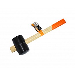 Киянка резинова з дерев'яною ручкою Polax 65 мм 450 г Чорна (39-005)