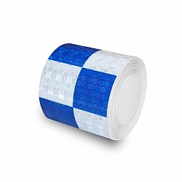Светоотражающая самоклеящаяся лента шахматка Eurs 5х500 см Сине-Белая (CHMT5-BLUE-WHITE)