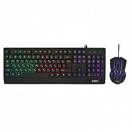 Комплект проводной игровая клавиатура и мышь UKC M-710 с RGB подсветкой Black