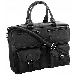 Чоловіча шкіряна сумка-портфель для ноутбука до 14 дюймів Always Wild Чорний (LAP146NDM)