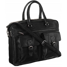 Чоловіча шкіряна сумка-портфель для ноутбука до 14 дюймів Always Wild Чорний (LAP15602NDM)