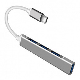 Концентратор USB-хаб RIAS С-809 Type-C 4 порта USB 3.0 Silver (3_00419)