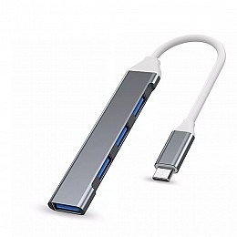 USB-хаб OEM Type-C 4 порта USB 3.0 USB2.0 Сірий