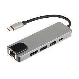 Док-станция RIAS BYL-2007 5в1 USB Type C - PD/USB/HDMI/RJ-45 (3_00418)