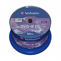Диск DVD Verbatim 8.5Гб 8X CakeBox 50 шт MATT SILVER SURFACE (43758)