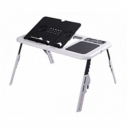 Складний столик-підставка для ноутбука з кулером E-Table LD09 HHG678H Чорно-білий (10gad_krp270jhk)
