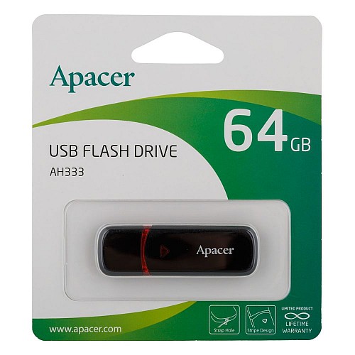 Флеш память Apacer AH333 USB 2.0 64GB Black