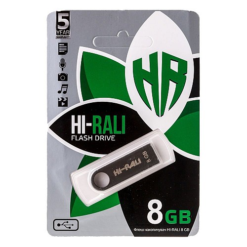 Флеш память Hi-Rali Shuttle USB 2.0 8GB Steel