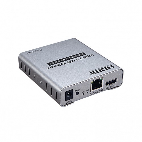 Перехідник аудіо-відео Lucom HDMI M/F (over RJ45) x1 60m 4K@60Hz (120mx30Hz)TX+RX сірий (62.09.8036)