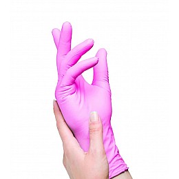 Перчатки нитриловые неопудренные текстурированые Medicom S 50 пар Розовый (MR56849)