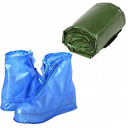 Бахилы для обуви от дождя 2Life XXXL Голубой и Спасательный спальный термомешок 213х90 см Зеленый (n-10659)