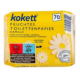 Вологі туалетні паперові серветки Kokett Kamille 70 шт.