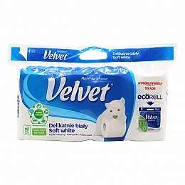 Туалетна папір Velvet Soft White трьохшаровий 150 відламків 8 рулонів