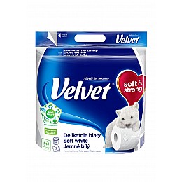 Туалетна папір Velvet Soft White трьохшаровий 150 відривів 4 рулони
