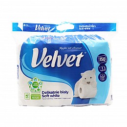 Туалетна папір Velvet Soft White трьохшаровий 150 відривів 12 рулонів