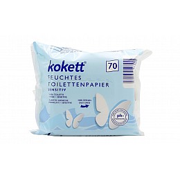 Вологі туалетні паперові серветки Kokett Sensitive 70 шт