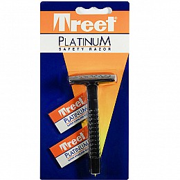 Класичний бритвений станок Treet Platinum Safety Razor. Упаковка: 1 станок + 2 леза Treet Platinum (2012)