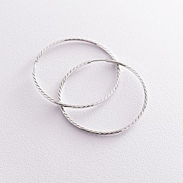 Сережки - кільця у білому золоті (4.6 см) с07142 Оникс