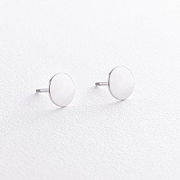 Срібні сережки - пусети Круг OR118110 Оникс