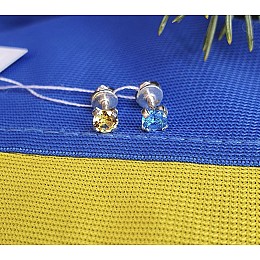 Пусеты с камнями желто голубые Maxi Silver 9194