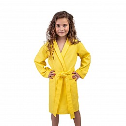 Дитячий вафельний халат Luxyart розмір 4-7 років 30-32 100% бавовна Жовтий (LS-202)
