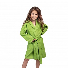 Дитячий вафельний халат Luxyart розмір 4-7 років 30-32 100% бавовна Зелений (LS-196)
