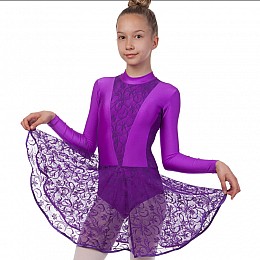 Платье рейтинговое бейсик с длинным рукавом и гипюровыми вставками SP-Planeta DR-1641 38 Фиолетовый