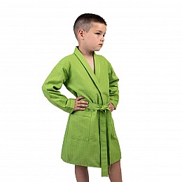 Детский вафельный халат Luxyart размер 4-7 лет 30-32 100% хлопок Зеленый (LM-196)