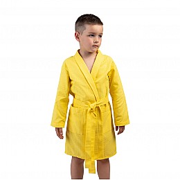 Детский вафельный халат Luxyart размер 4-7 лет 30-32 100% хлопок Желтый (LM-202)
