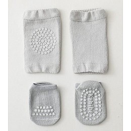 Набір наколінників і носків дитячих для повзання малюків Hoz Children Knee One Size Grey (SK001586)