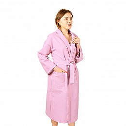 Вафельний халат Luxyart Кімоно розмір (54-56) XL 100% бавовна Рожевий (LS-864)
