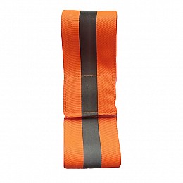 Светоотражающая лента повязка на липучке на руку одежду Trend-mix 36х4,8 см Оранжевая