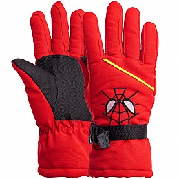 Перчатки гірськолижні теплі дитячі Zelart Spiderman C-6572 р-р L-XL Red (MR08705)