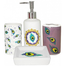 Набір аксесуарів Павлиній око для ванної кімнати 4 предмети кераміка S&T DP41896