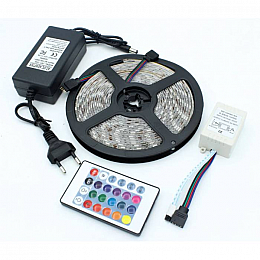 Светодиодная лента LED 3528 RGB комплект 5 метров, разноцветная + пульт ДУ HMD 136-13128160