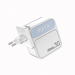 Сетевое зарядное устройство Aspor A828 Fast Charger (18W QC3.0 1USB/3A)- белый