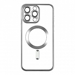 Чехол TPU Metallic Chrome Full Camera Magsafe iPhone 14 Pro Max Silver