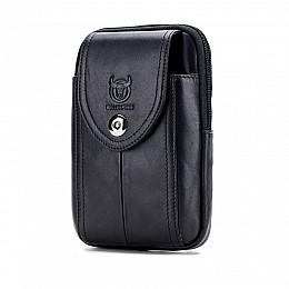 Напоясная сумка-чехол для смартфона T1397А Bull из натуральной кожи 13 × 18 × 3 Черный