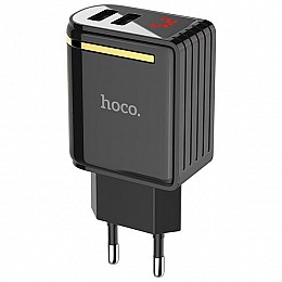 Мережевий адаптер Hoco C39A 2USB з дисплеєм Black