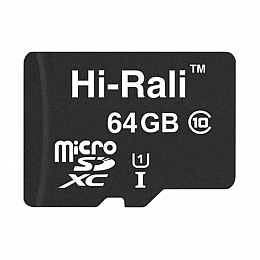 Карта пам'яті Hi-Rali Micro SDXC 64gb UHS-1 10 Class Чорний
