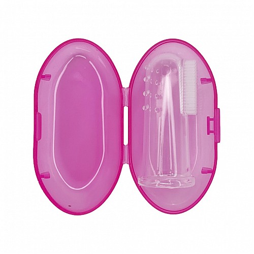 Силиконовая зубная щетка для десен Mega Zayka MGZ-0706(Pink) в футляре