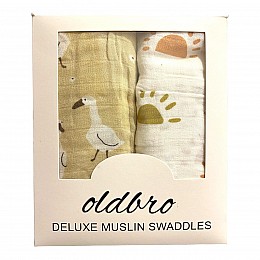 Набор муслиновых детских пеленальных одеял OldBro комплект 2 шт 100х120 см funny stories