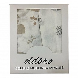 Набор муслиновых детских пеленальных одеял OldBro комплект 2 шт 100х120 см заяц сердечко