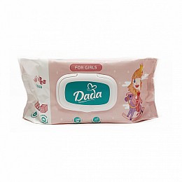 Дитячі вологі серветки для дівчаток з клапаном Dada Без запаху 120 шт