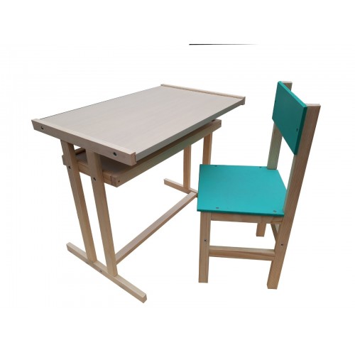 Дитячий стіл-парта та стілець дитяча Игруша 60*40*10 см Бежевий з бірюзовим (ПА1)