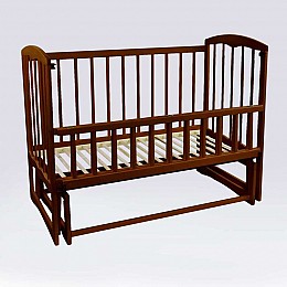 Кроватка дерев'яна гойдалка з відкидним бортиком Наталка Спим 120 x 65 x 97 см Темно-коричневий (74161)