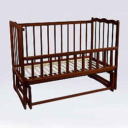 Кроватка дерев'яна гойдалка зі збільшувальним бортиком Наталка Сон 120 x 65 x 97 см Темно-коричневий (74153)